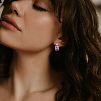 6 3/4 CT TGW Rose de France and Black Sapphire Earrings in Rose Plated
Sterling Silver