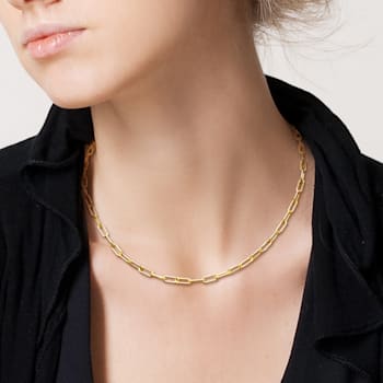 Paperclip Chain Necklace in 18k Yellow Gold Over Sterling Silver