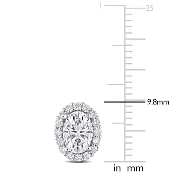2 1/3 CT DEW Created Moissanite Oval Halo Stud Earrings in Sterling Silver