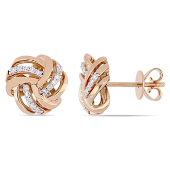 1/6 CT TW Diamond Knot Stud Earrings in 14k Rose Gold