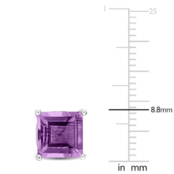 4 1/2 CT TGW Square Amethyst Stud Earrings in Sterling Silver