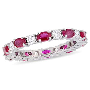 2 CT TGW Ruby and 3/4 CT TW Diamond Eternity Ring in 14K White Gold