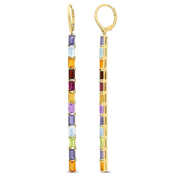 7 4/5 CT TGW Multi-Gemstone Drop Earrings in 14K Yellow Gold