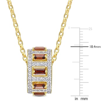 2 1/2 CT TGW Garnet and White Topaz Pendant with Chain in Yellow Plated
Sterling Silver