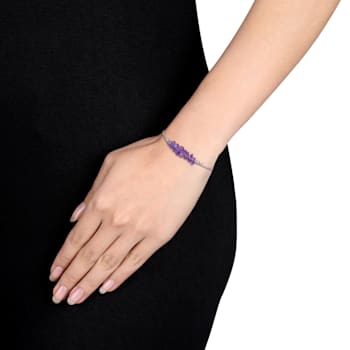1 1/3 CT TGW Amethyst Bead Chain Bracelet in Sterling Silver