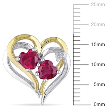 2 1/3 CT TGW Created Ruby and Diamond Accent Heart Earrings in 2-Tone
Sterling Silver