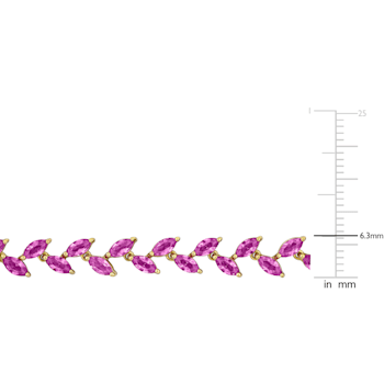 12 CT TGW Created Pink Sapphire Bracelet in Yellow Plated Sterling Silver
