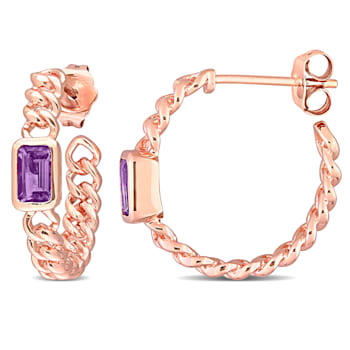 2/5 CT TGW Octagon Amethyst Link Earrings in 10K Rose Gold