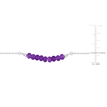 3/4ctw Amethyst Bead Bar Necklace in Sterling Silver
