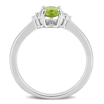 4/5 CT TGW Peridot and Diamond Accent Ring in Sterling Silver