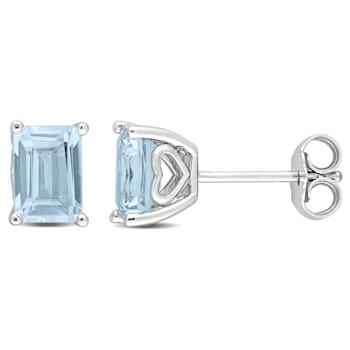 2 1/2 CT TGW Octagon Sky Blue Topaz Stud Earrings in Sterling Silver