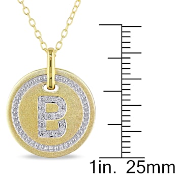 Diamond Accent B-Initial Pendant with Chain in 18K Yellow Gold Over
Sterling Silver