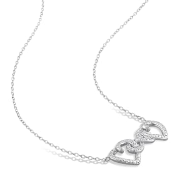 Diamond Accent Double Heart Infinity Pendant with Chain in Sterling Silver