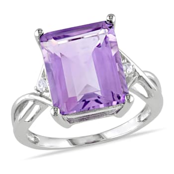 5 7/8 CT TGW Amethyst and White Topaz Ring in Sterling Silver