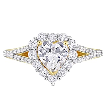 2 2/5 CT TGW Created white Sapphire Heart Halo Ring in Yellow Plated
Sterling Silver