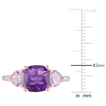 2 1/5 CT TGW Multi-Gemstones and Diamond Accent  Ring in Rose Gold
Plated Sterling Silver