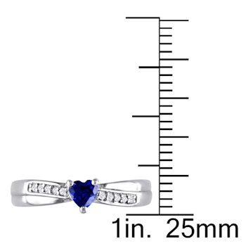 1/4 CT TGW Created Blue Sapphire and Diamond Accent Heart Ring in
Sterling Silver