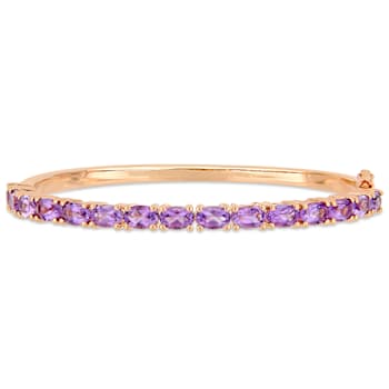 6ctw Oval-Cut Amethyst Bangle in 18K Rose Gold Over Sterling Silver