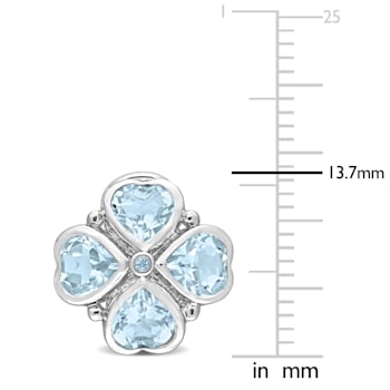 4 2/5 CT TGW Sky Blue Topaz Floral Earrings in Sterling Silver