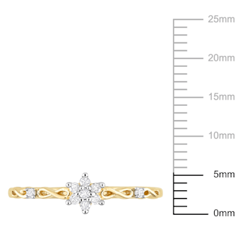 1/10ctw Diamond Floral Promise Ring in 18K Yellow Gold Over Sterling Silver