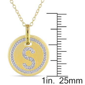 Diamond Accent S-Initial Circle Halo Pendant with Chain in 18K Yellow
Gold Over Sterling Silver