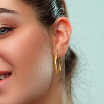 30MM Flat Knife Edge Hoop Earrings in Yellow Plated Sterling Silver
