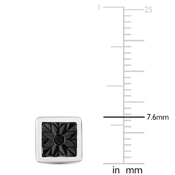 Black Diamond Accent Square Men's Stud Earrings in Sterling Silver