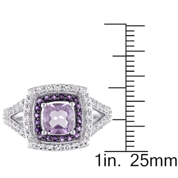 3 4/5 CT TGW Multi-Gemstones Double Halo Split Shank Ring in Sterling Silver