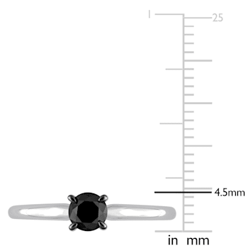 1/2 ct Black Diamond Solitaire Engagement Ring in 10K White Gold