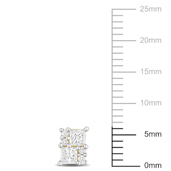 1/2 CT TDW Princess & Round Diamond Cluster Stud Earrings in 14k
Yellow Gold