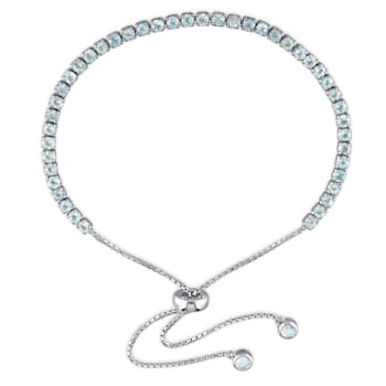 3 3/4 CT TGW Sky Blue Topaz Tassel Bolo Bracelet in Sterling Silver