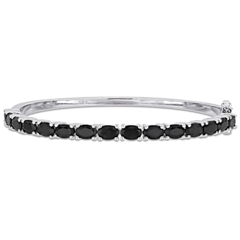 9-1/3 CT TGW Oval-Cut Black Sapphire Bangle in Sterling Silver