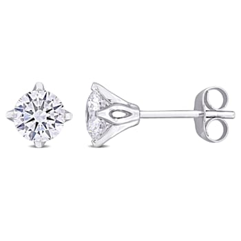 1 CT TW Lab-Grown Diamond Solitaire Stud Earrings in 14K White Gold