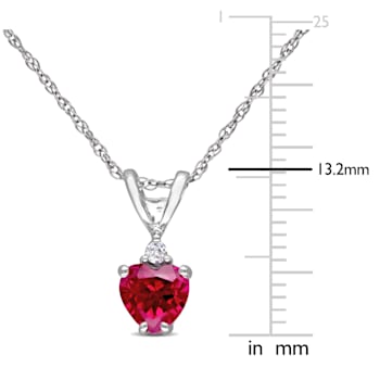 3/5  CT TGW Created Ruby and Diamond Accent Pendant with Chain in 10K
White Gold