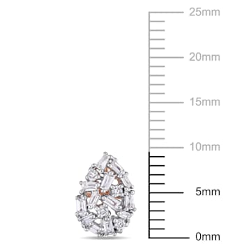 1/4 CT TW Baguette Diamond Cluster Pear Shaped Earring in 14k Rose Gold