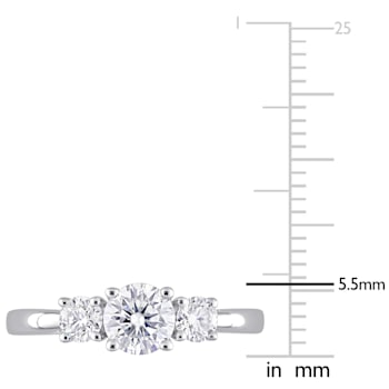 1 CT DEW Created Moissanite 3-Stone Engagement Ring in Sterling Silver