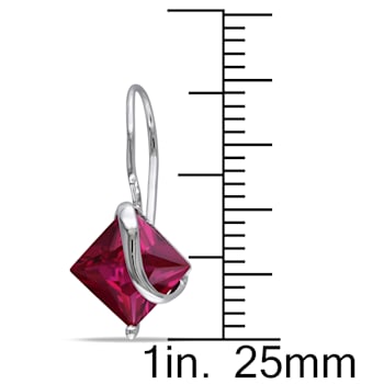 4 1/5 CT TGW Created Ruby Euro Back Earrings in 10K White Gold
