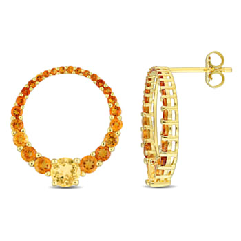 2 4/5 CT TGW Citrine and Madeira Citrine Earrings in 18K Yellow Gold
Over Sterling Silver