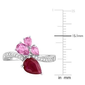 2 1/5 CT TGW Ruby, Pink Sapphire and 1/10 CT TW Diamond Ring in 14K
White Gold
