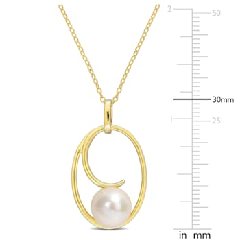 9.5-10MM Cultured Freshwater Pearl Pendant with Chain in 18K Yellow Gold
Plated in Sterling Silver