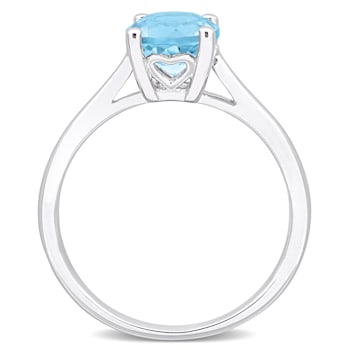 1 3/5 CTW Sky Blue Topaz Solitaire Ring in Sterling Silver