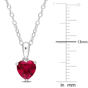 1 CT TGW Created Ruby Solitaire Heart Desgin Pendant with Chain in
Sterling Silver