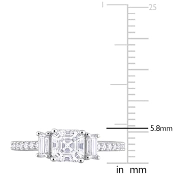 1 1/4 CT DEW Created Moissanite 3-Stone Ring in Sterling Silver