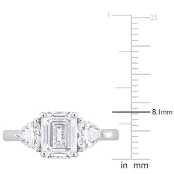 2 3/4 CT TGW Created Moissanite 3-Stone Ring in Sterling Silver
