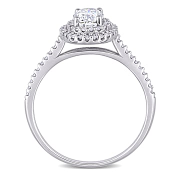 1 CT DEW Created Moissanite and 1/3 CT TW Diamond Double Halo Engagement
Ring in 14K White Gold