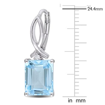 8 1/4 CT TGW Sky Blue Topaz and White Topaz Earrings in Sterling Silver