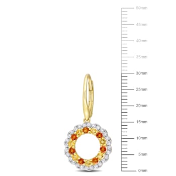 1 1/2 CT TGW Multi Gemstone Open Circle Drop Earrings in 18K Yellow Gold
Over Sterling Silver