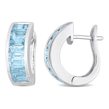 5 5/8 CT TGW Sky Blue Topaz Hoop Earrings in Sterling Silver