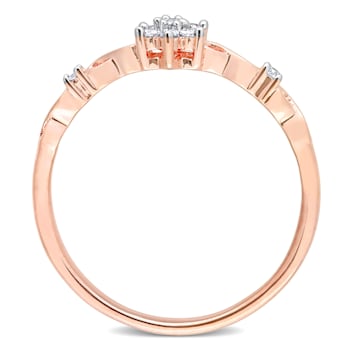 1/10ctw Diamond Floral Promise Ring in 18K Rose Gold Over Sterling Silver