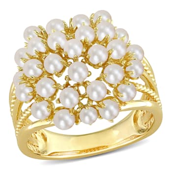 2-3MM Freshwater Cultured Pearl Split Shank Ring in Yellow Plated
Sterling Silver